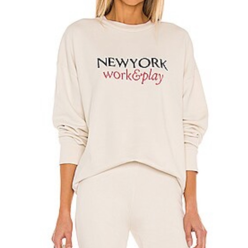 Frame New York Work & Play cream crewneck, size xs oversized